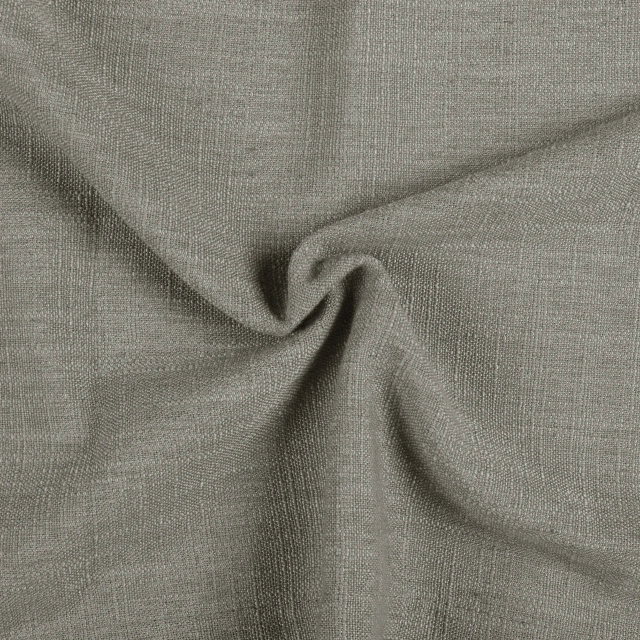 Pure Cashmere Light Grey Liz linen curtains drawn partly across the window with filtered light revealing the weave
