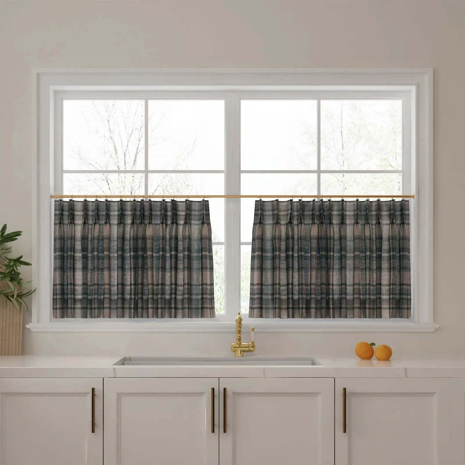 Sara Le Print Linen Pleated Cafe Curtains?-TWOPAGES
