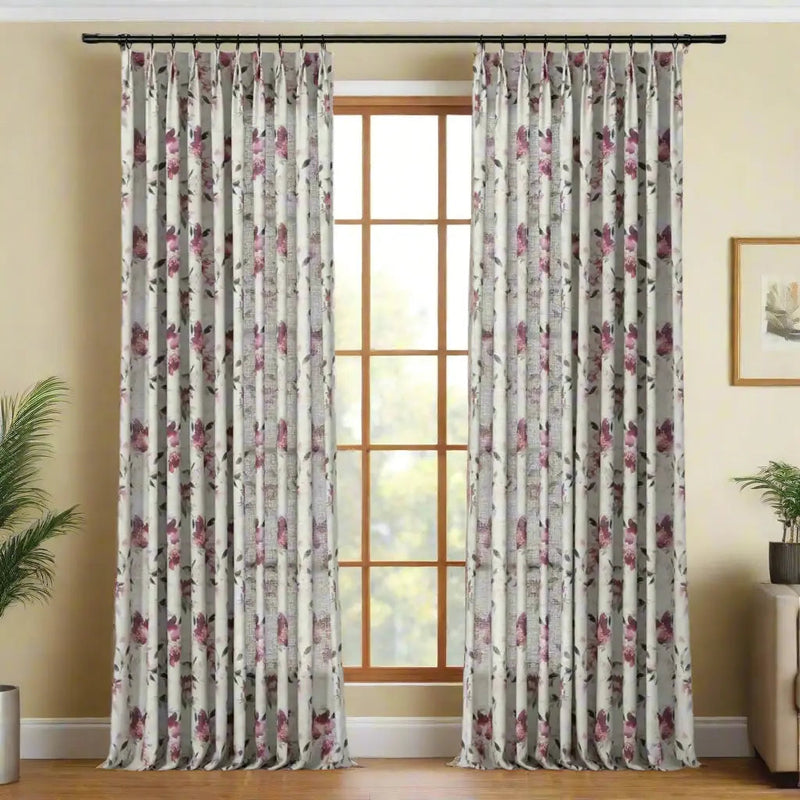 Holly Floral Pattern Boho Style Curtain Pleated?-TWOPAGES