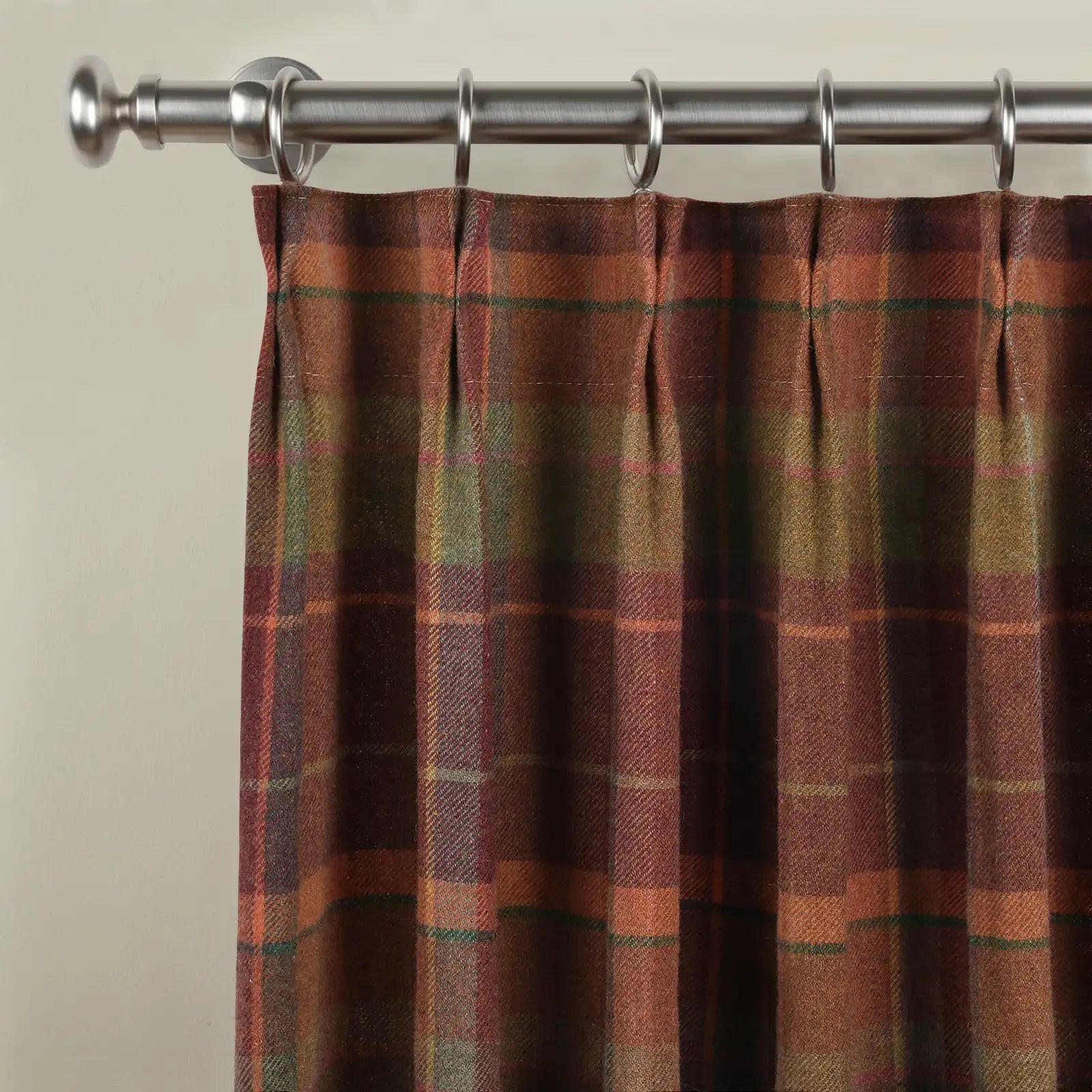 Karin Plaid Pure Wool Thermal Pleated Curtains