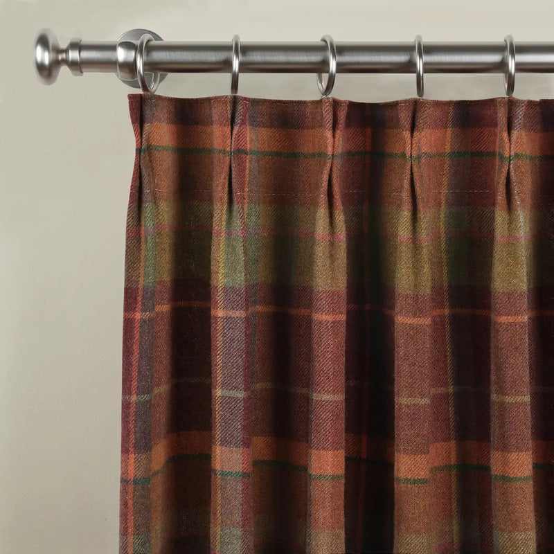 Karin Plaid Pure Wool Thermal Pleated Curtains