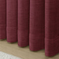 Red Wine Liz linen curtains showing the lower drape and pooling folds near the floor