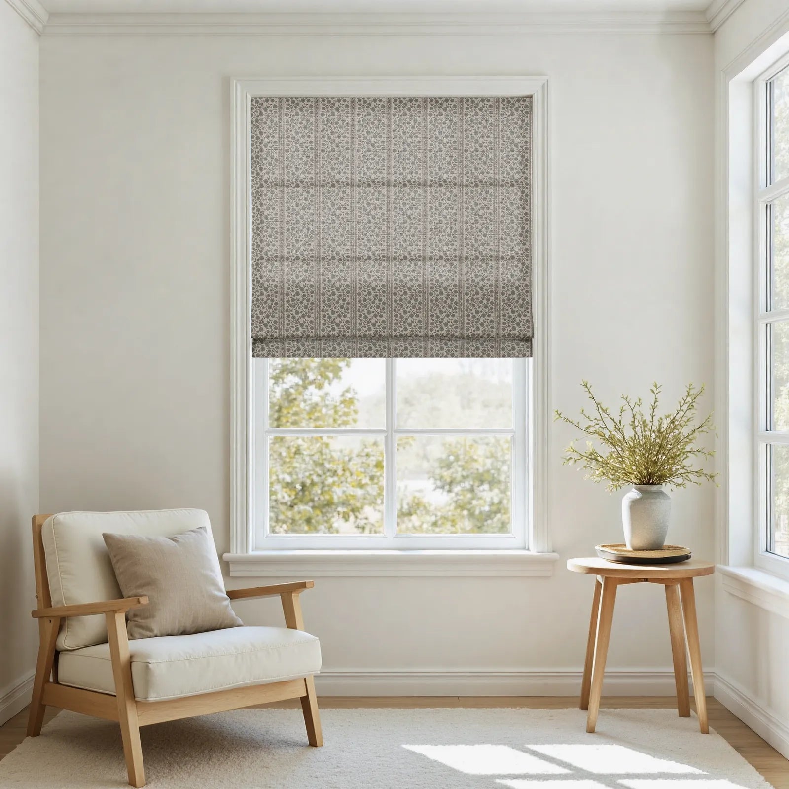 Rebecca Hughes Pattern Cotton Roman Shade Cordless- -TWOPAGES