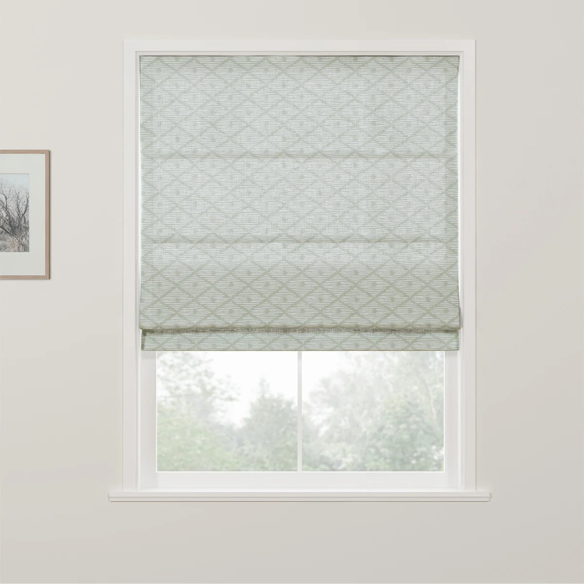 Holly Botanical Boho No-Drill Flat Fold Roman Blind Cordless