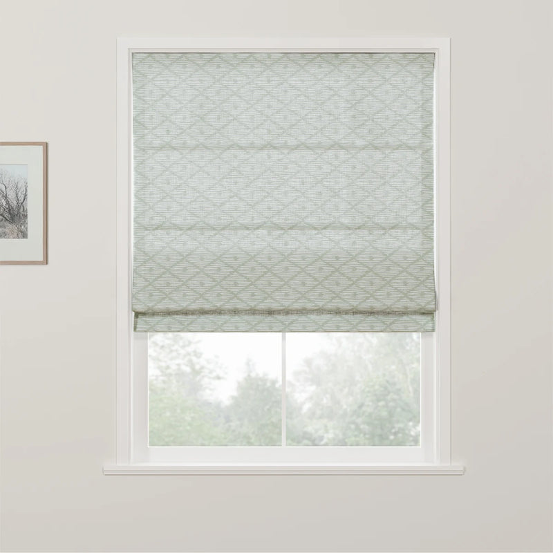 Holly Botanical Boho No-Drill Flat Fold Roman Blind Cordless