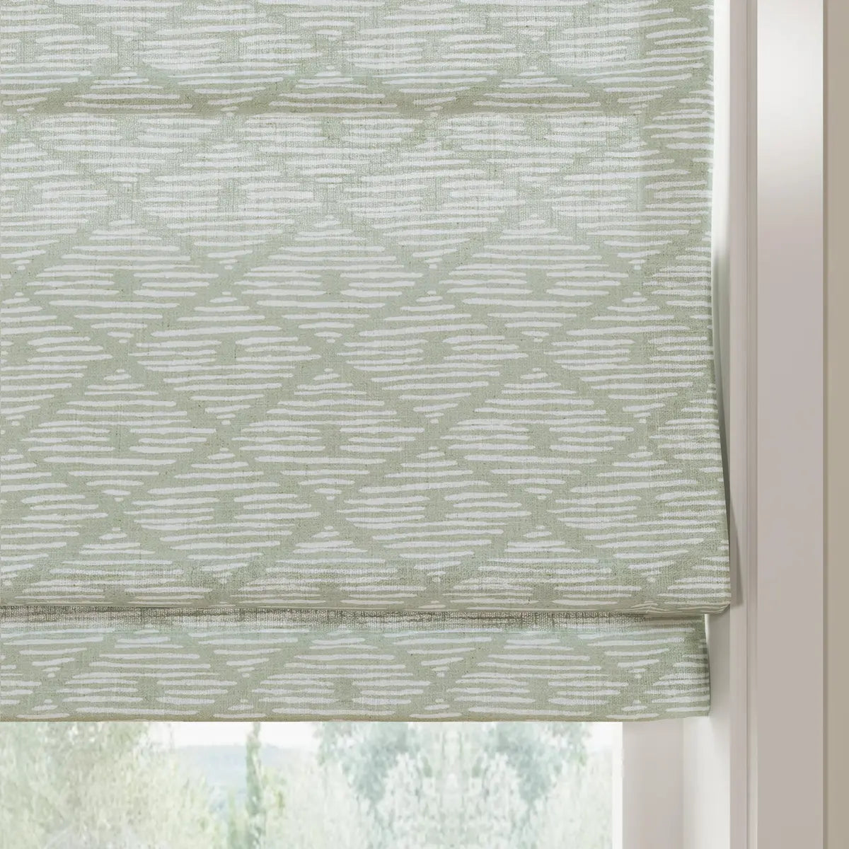 Holly Botanical Boho No-Drill Flat Fold Roman Blind Cordless