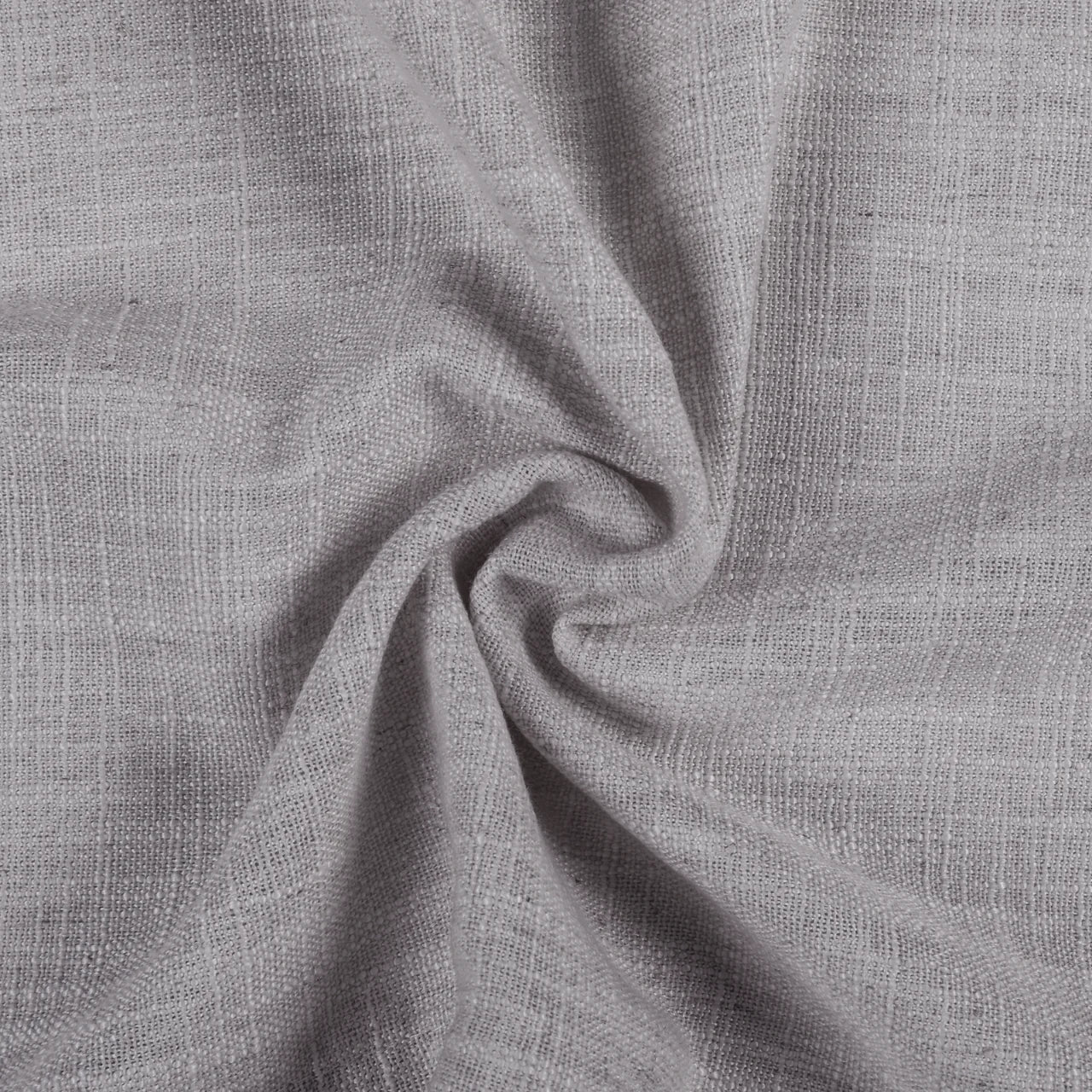 Rock Grey Liz linen curtains drawn partly across the window with filtered light revealing the weave