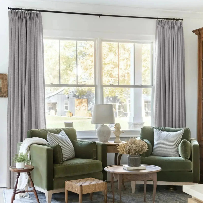 Liz Linen Blackout Curtains Pleated Drapery- -TWOPAGES