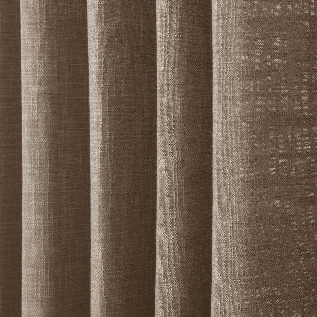 Rust Brown Liz Linen Pleated Curtains dense linen weave shown in deep vertical folds