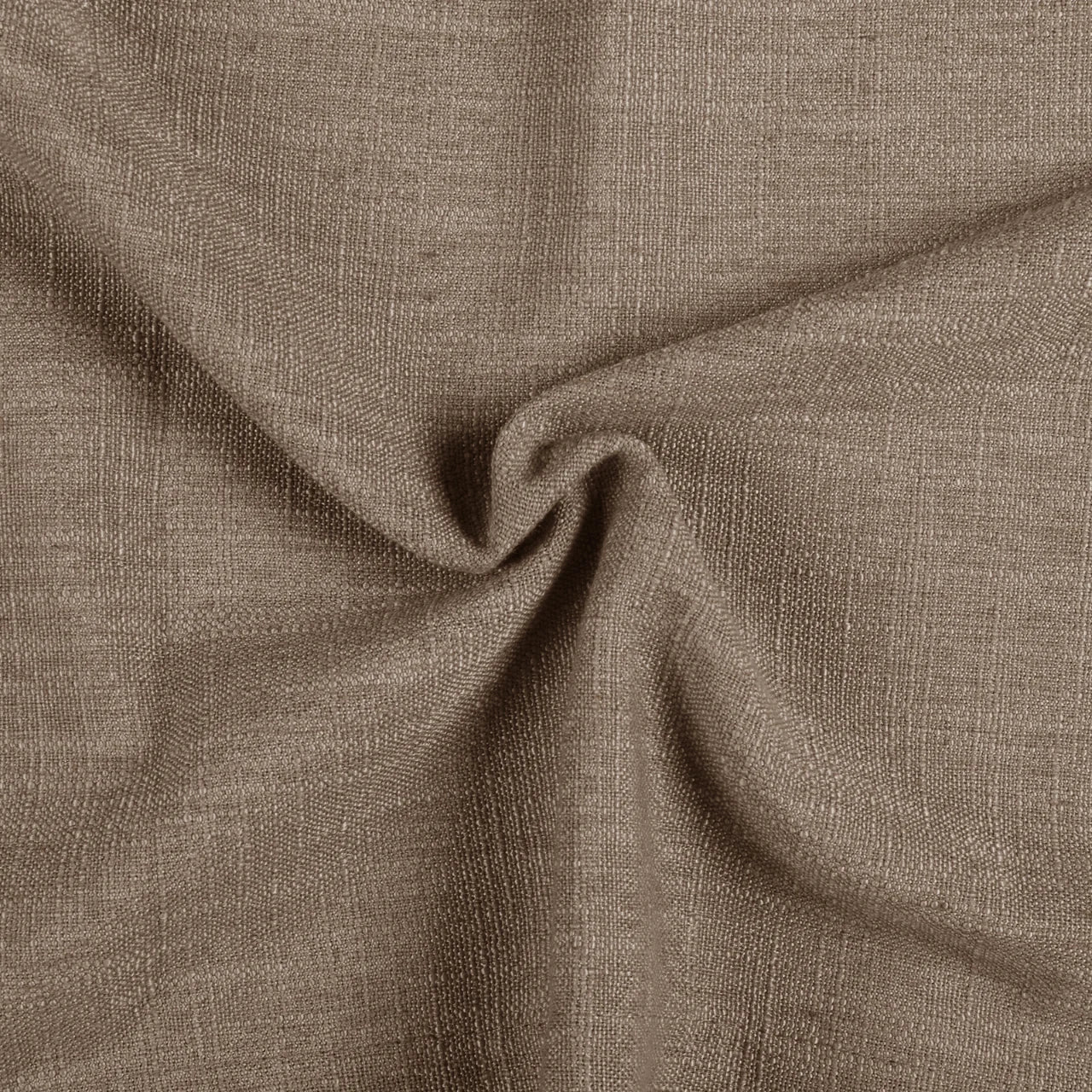 Rust Brown Liz Linen Pleated Curtains soft linen weave gathered into a spiral close-up