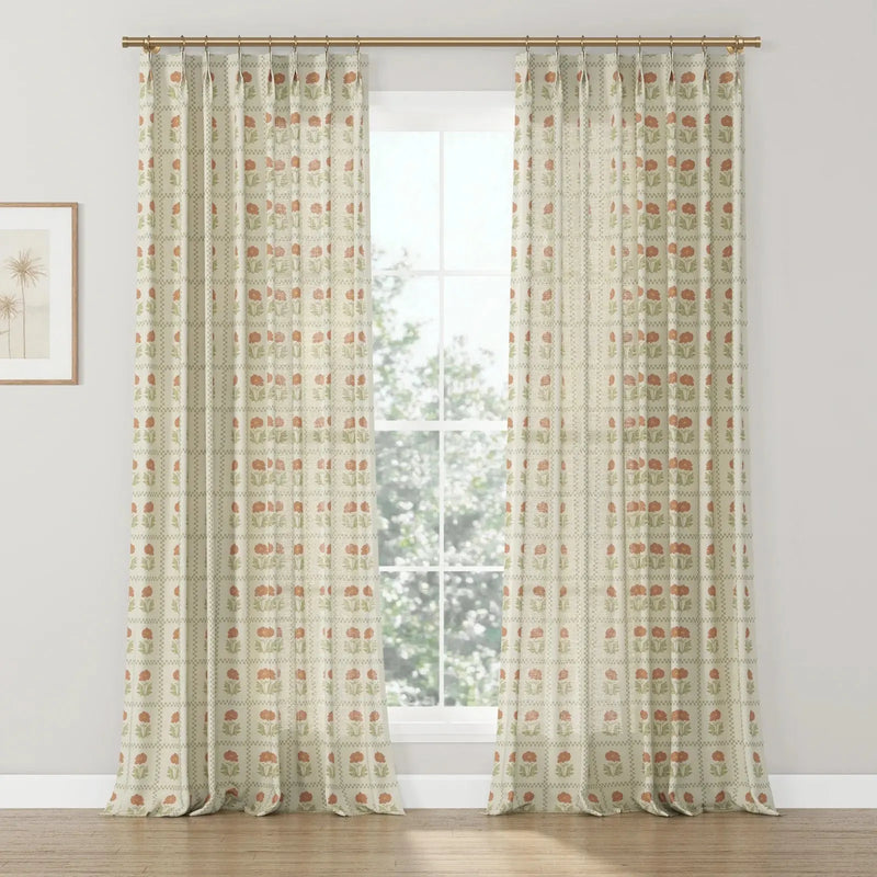 Sabrina Ramkhelawan Canyon Grove Cotton Print Drapery Pleated-?-TWOPAGES CURTAINS