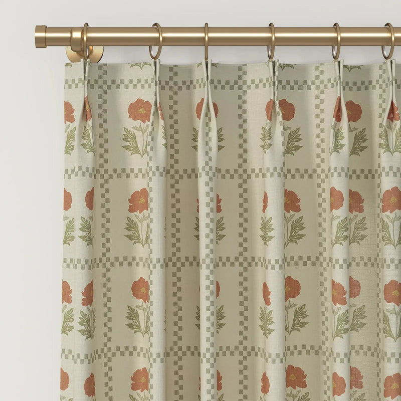 Sabrina Ramkhelawan Canyon Grove Cotton Print Drapery Pleated-?-TWOPAGES CURTAINS