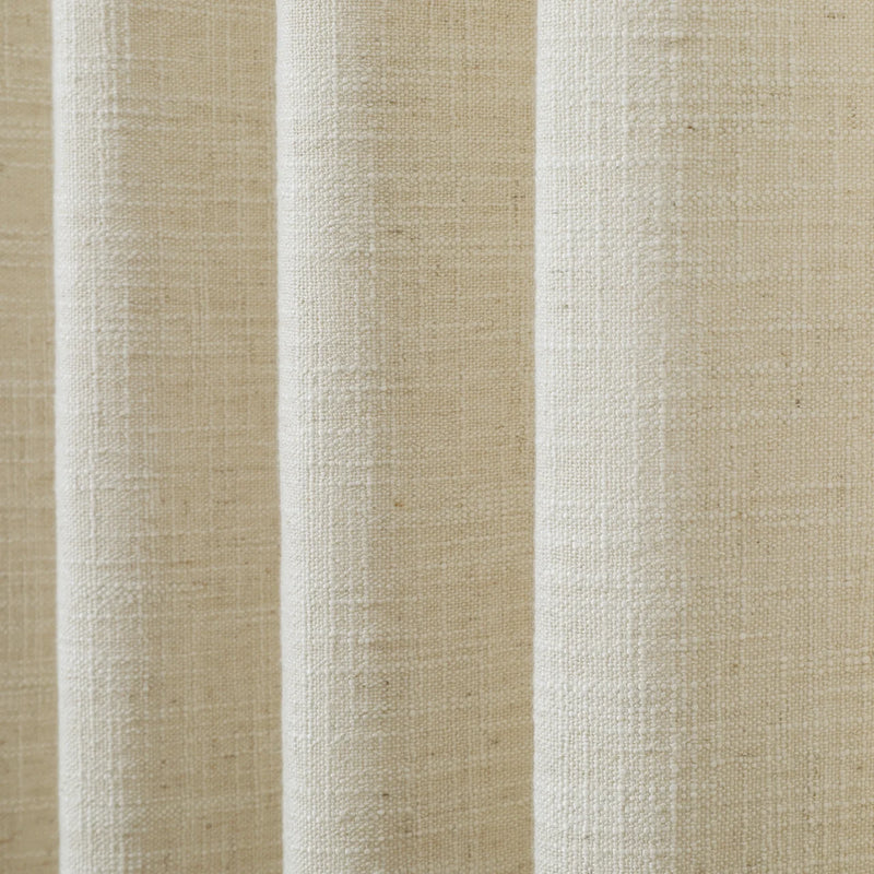 Sand Beige Liz Linen Pleated Curtains semi-sheer linen weave shown in vertical folds