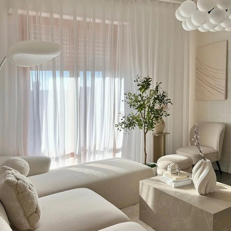 Scandina Solid Voile Sheer Curtain Soft Top -TWOPAGES