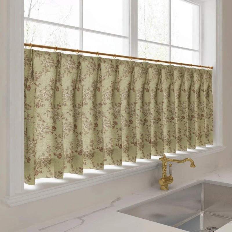 Sara Le Print Linen Pleated Cafe Curtains?-TWOPAGES