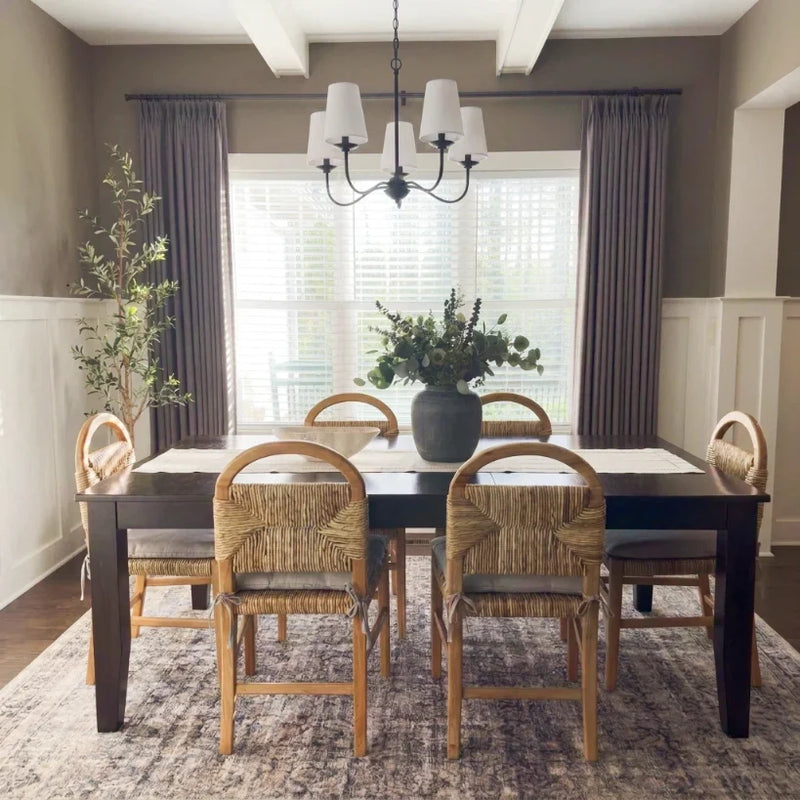 Sepia Ebony Liz linen curtains showing the lower drape and pooling folds near the floor