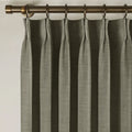Sepia Ebony Liz linen curtains in a close room detail highlighting the linen texture and colour