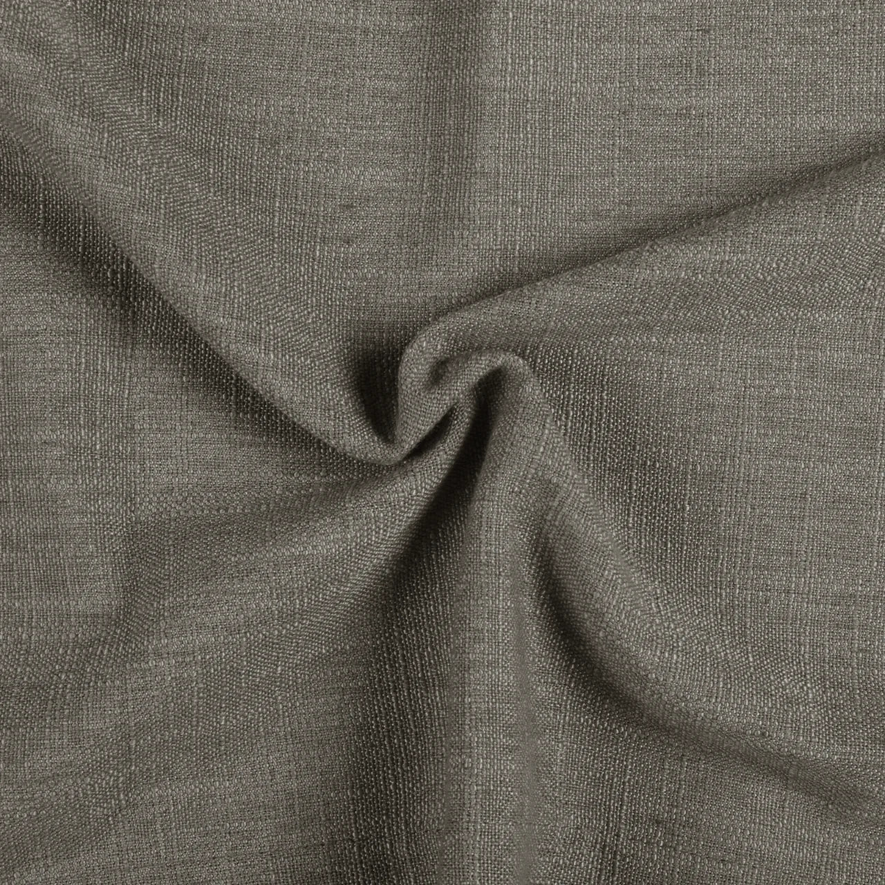 Sepia Ebony Liz linen curtains in a detailed side view showing layered folds and fabric depth