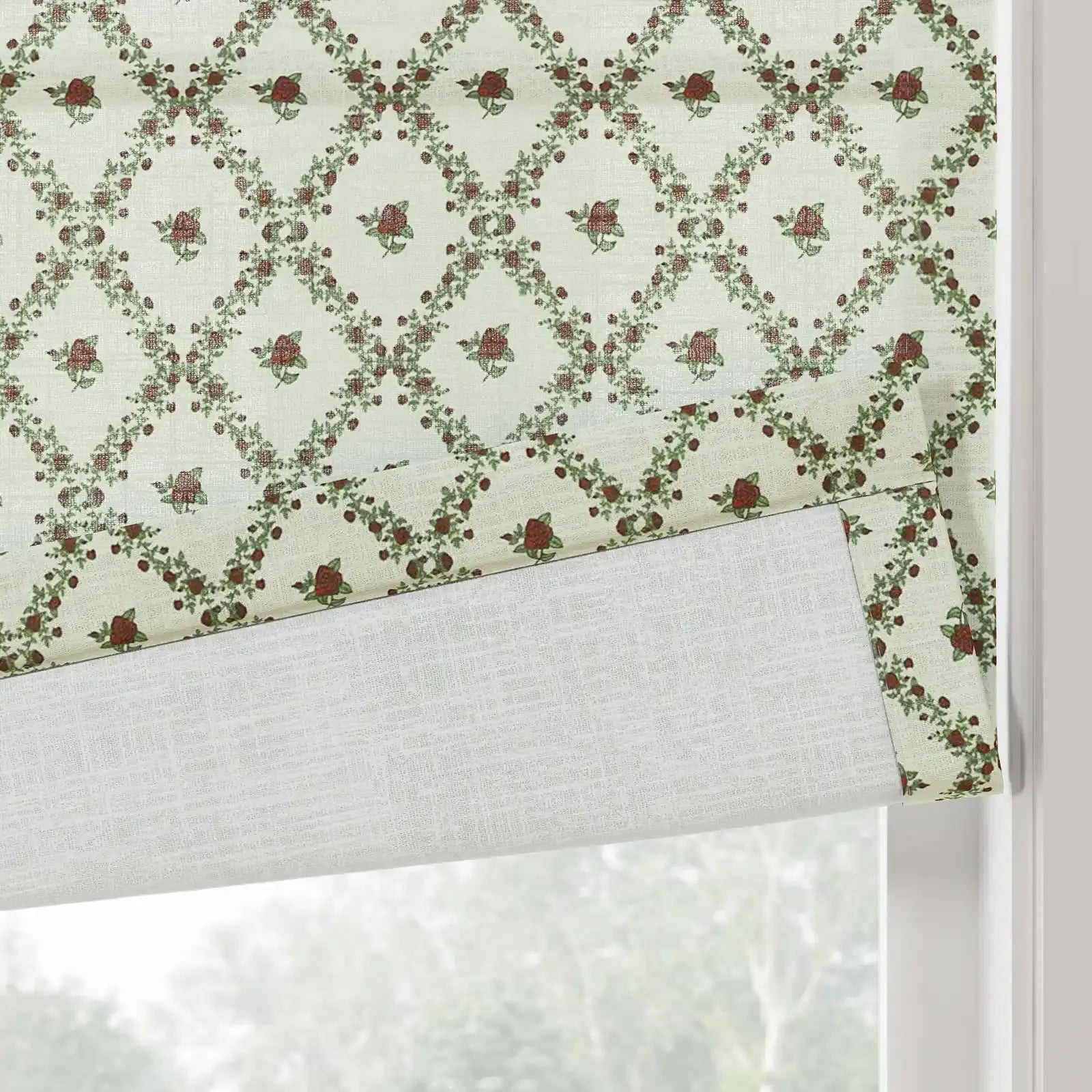 Britt Bengoechea Floral Print Linen Cotton Roman Shade Cordless?-TWOPAGES