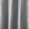 A draped grey textured fabric exhibiting subtle vertical striations and variations of light silver and charcoal grey