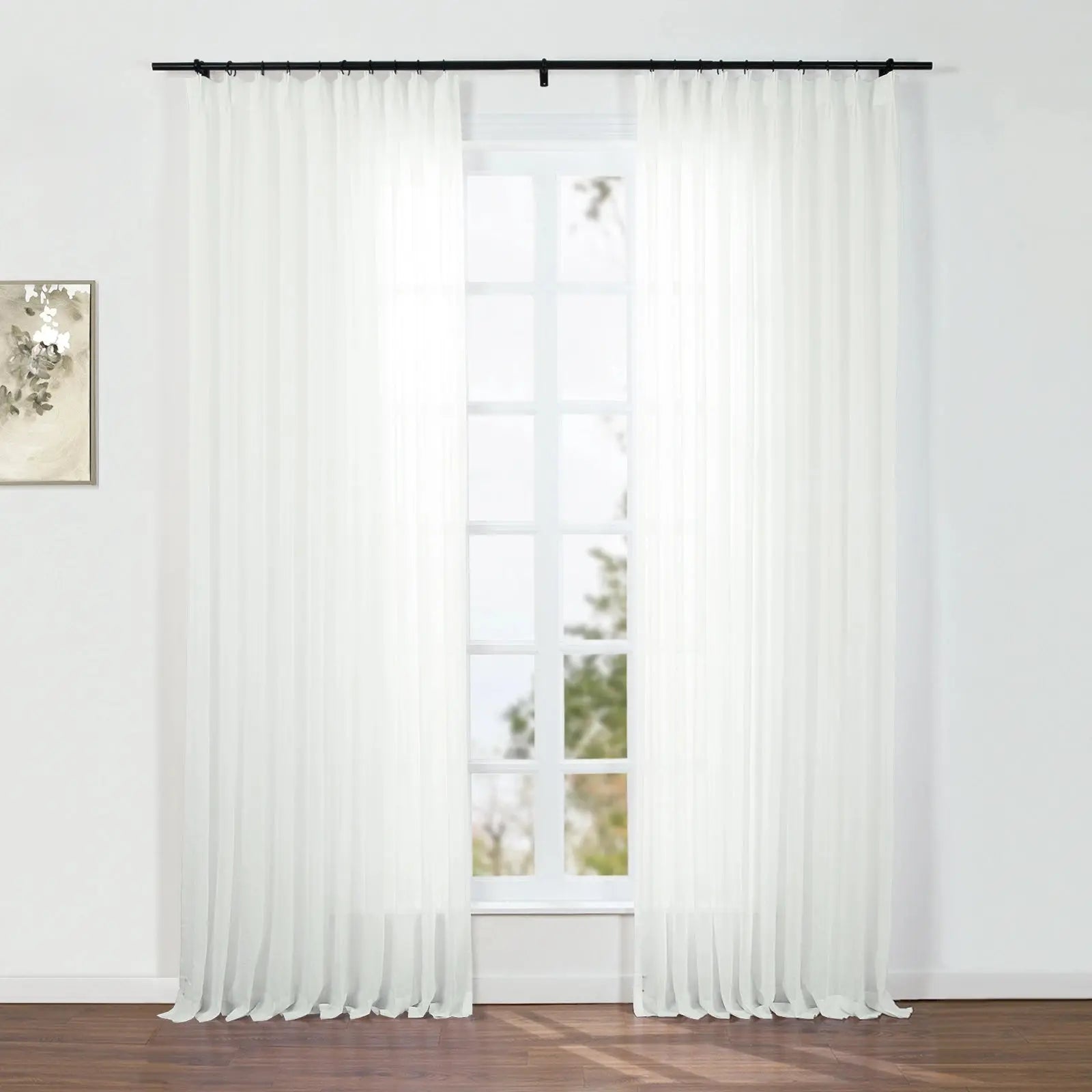Florida Embossed White Semi Sheer Curtain Pleated?-TWOPAGES