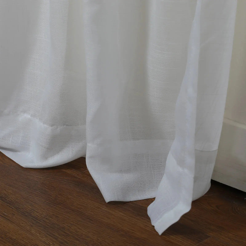 Florida Embossed White Semi Sheer Curtain Pleated?-TWOPAGES