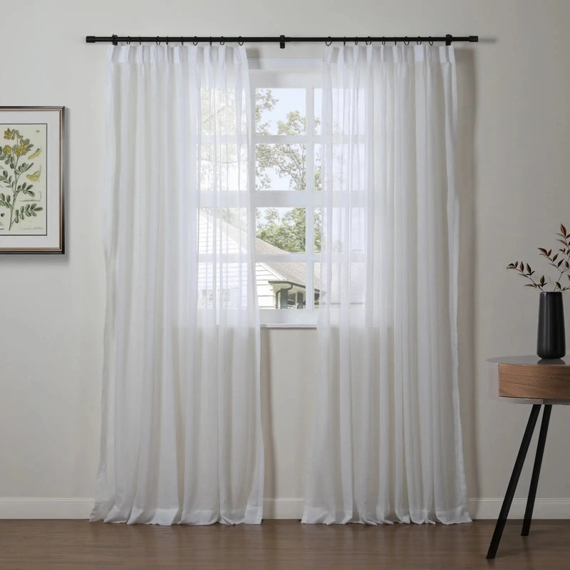 Florida Embossed White Semi Sheer Curtain Pleated?-TWOPAGES