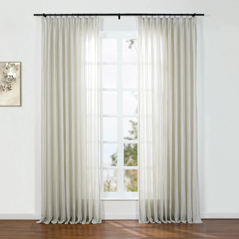Florida Embossed White Semi Sheer Curtain Pleated?-TWOPAGES