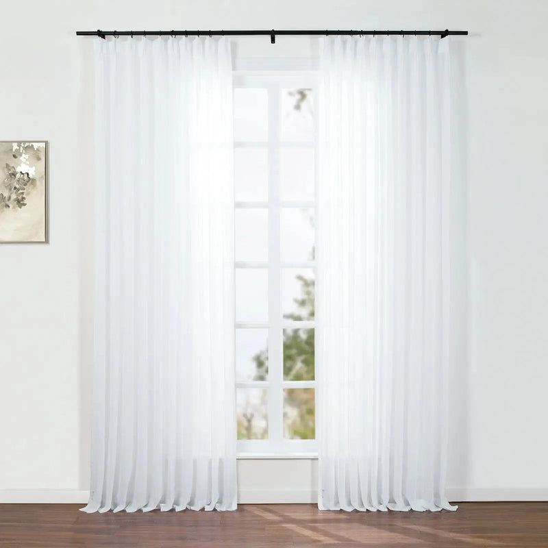 Florida Embossed White Semi Sheer Curtain Pleated?-TWOPAGES