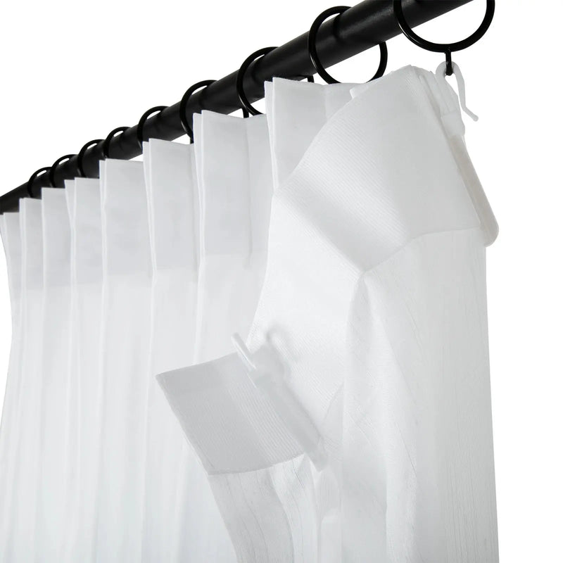 Florida Embossed White Semi Sheer Curtain Pleated?-TWOPAGES