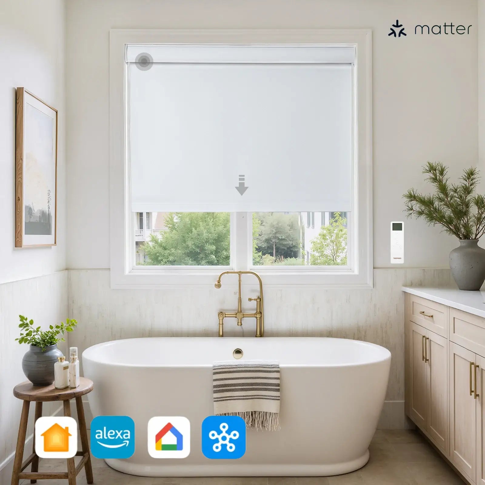 Alvin Motorized Waterproof Blackout Roller Blind-?-TWOPAGES