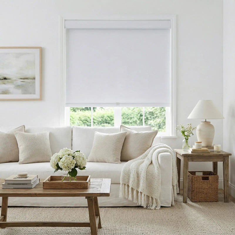 Alvin Basic Premium Blackout Cordless Roller Blinds-?Snow White M111-1-TWOPAGES