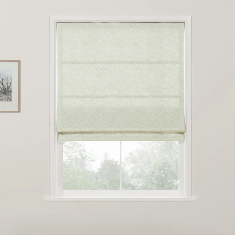 Holly Botanical Boho No-Drill Flat Fold Roman Blind Cordless