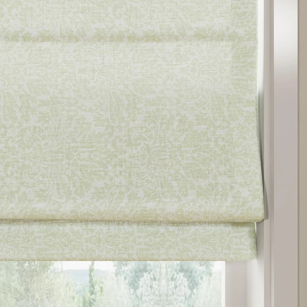 Holly Botanical Boho No-Drill Flat Fold Roman Blind Cordless