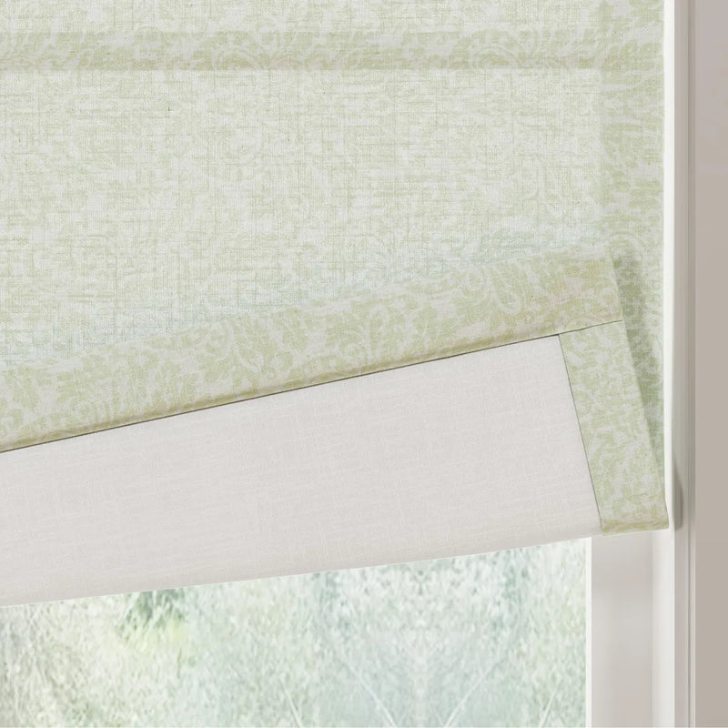 Holly Botanical Boho No-Drill Flat Fold Roman Blind Cordless