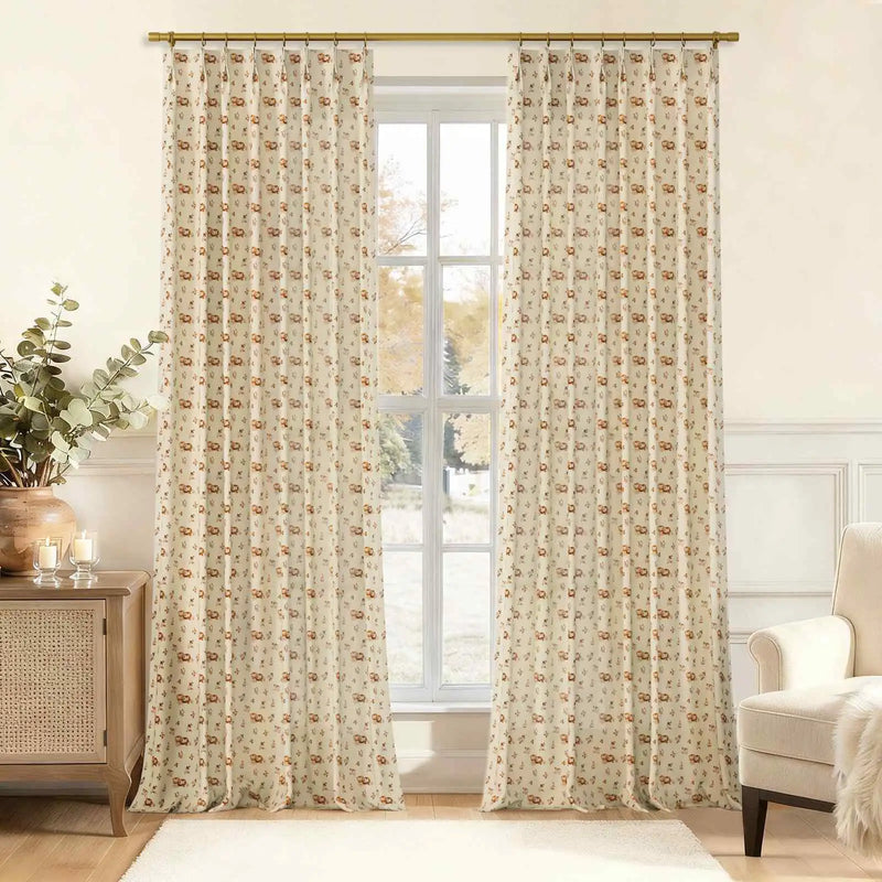 MS. MAVERICK MUSE x TWOPAGES Pastoral Printed Linen Cotton Pleated Curtains