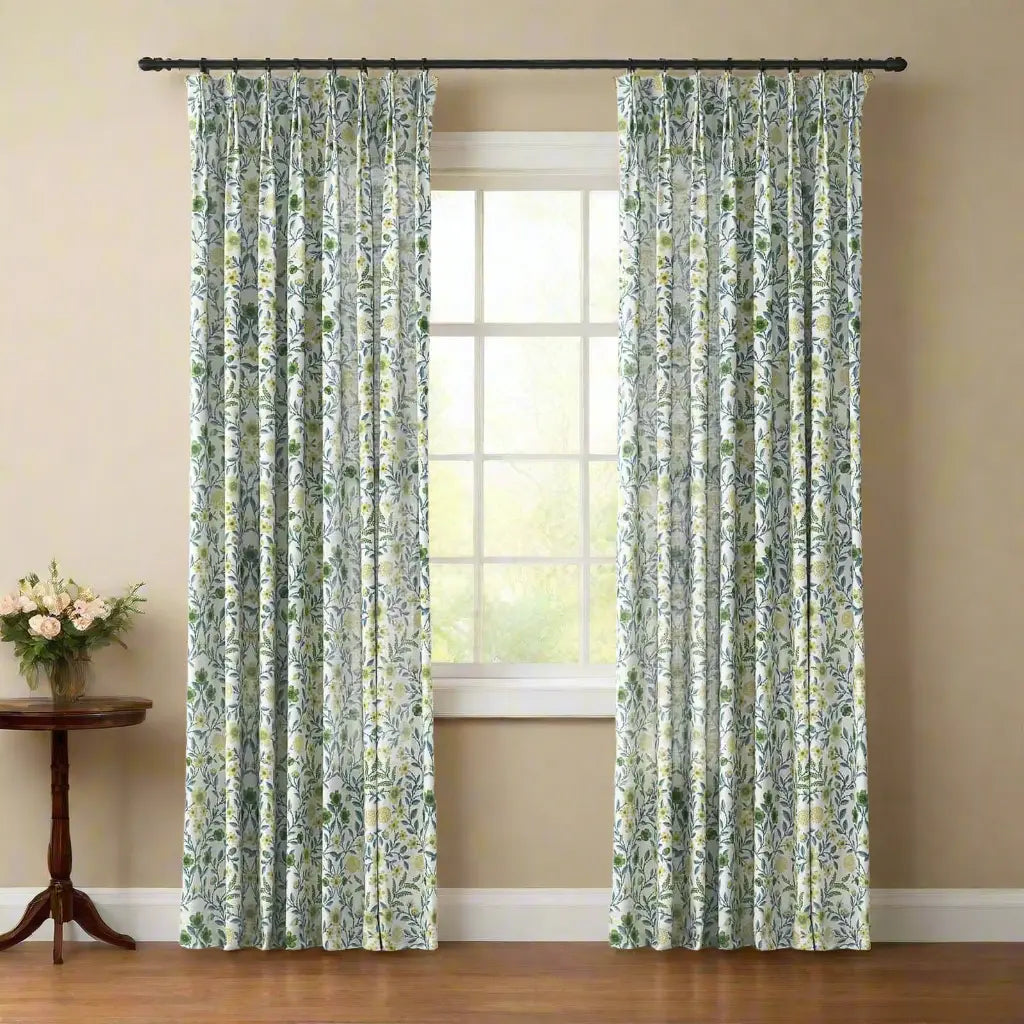 Holly Floral Pattern Boho Style Curtain Pleated?-TWOPAGES