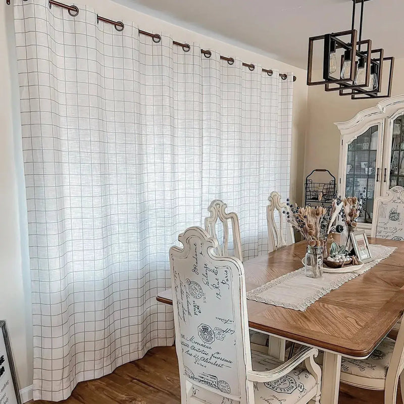 Stefana Silber Print Linen Curtain Drapery Grommet -TWOPAGES