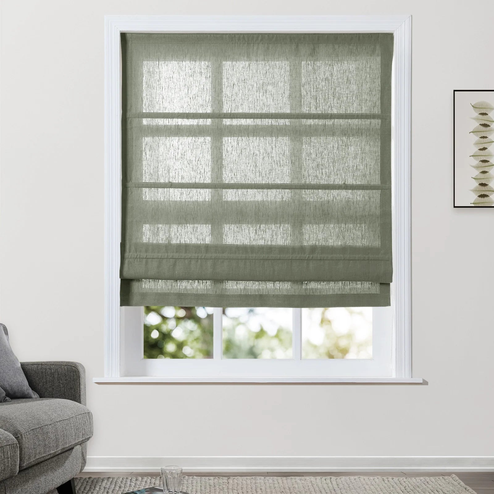 Patti Belgian Linen Roman Blind Cord Lift