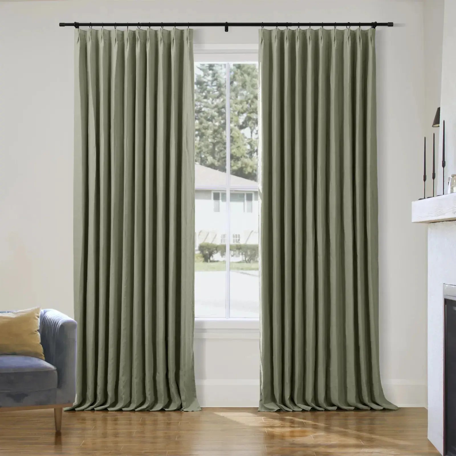Patti Premium 100% Belgian Flax Linen Curtain Pleated- -TWOPAGES