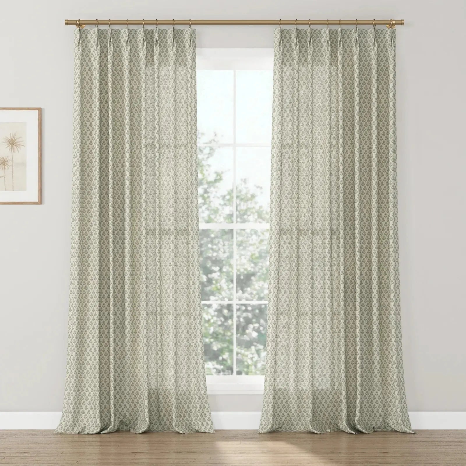 Rebecca Hughes Vintage Print Cotton Drapery Pleated-?-TWOPAGES CURTAINS