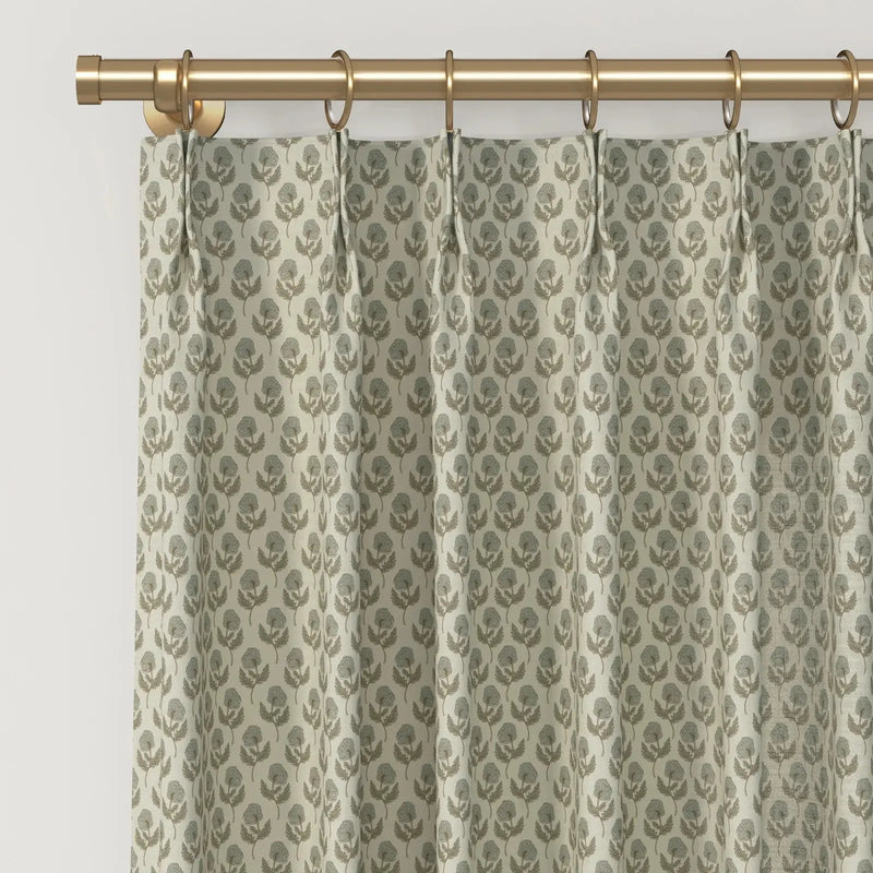 Rebecca Hughes Vintage Print Cotton Drapery Pleated-?-TWOPAGES CURTAINS
