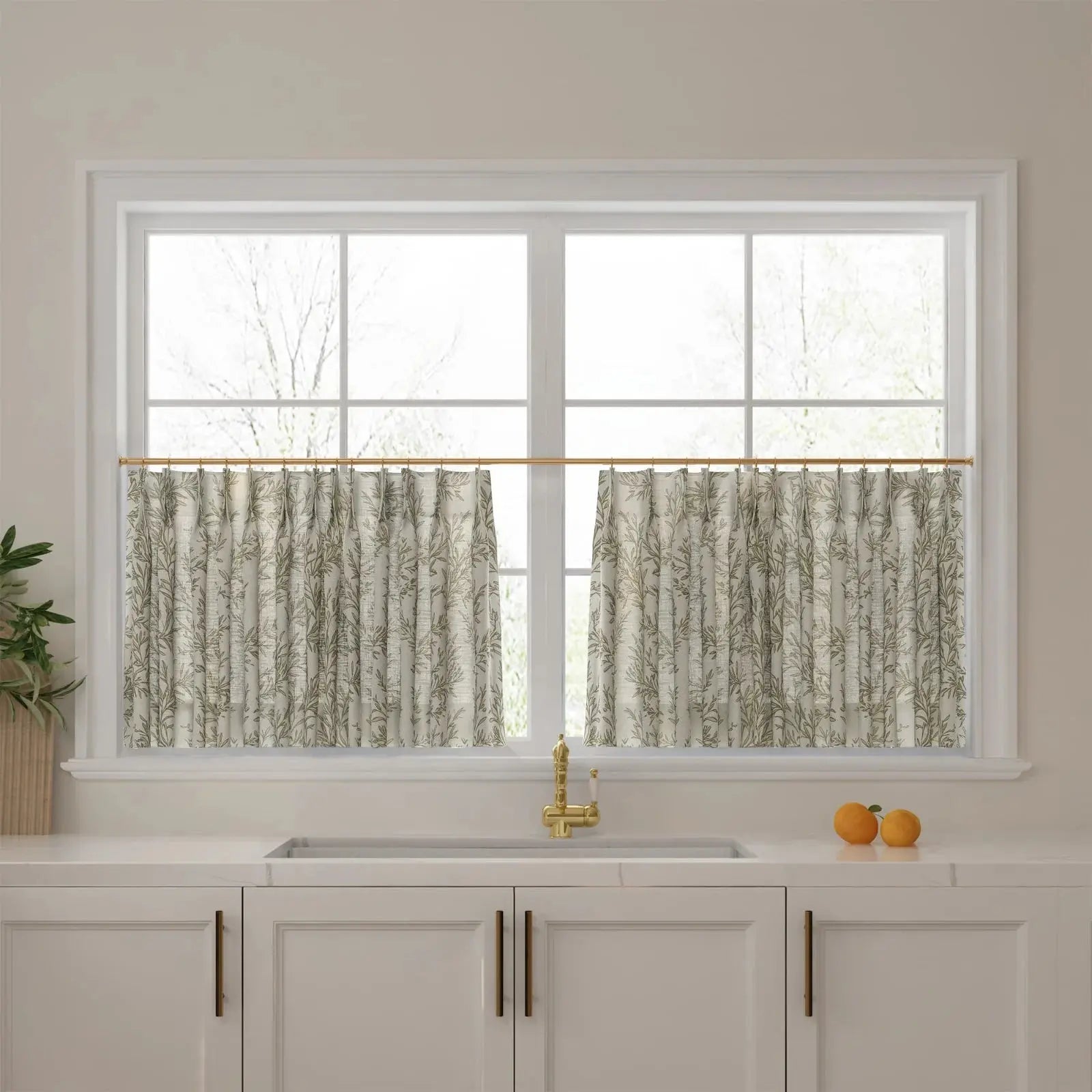 Sara Le Print Linen Pleated Cafe Curtains?-TWOPAGES