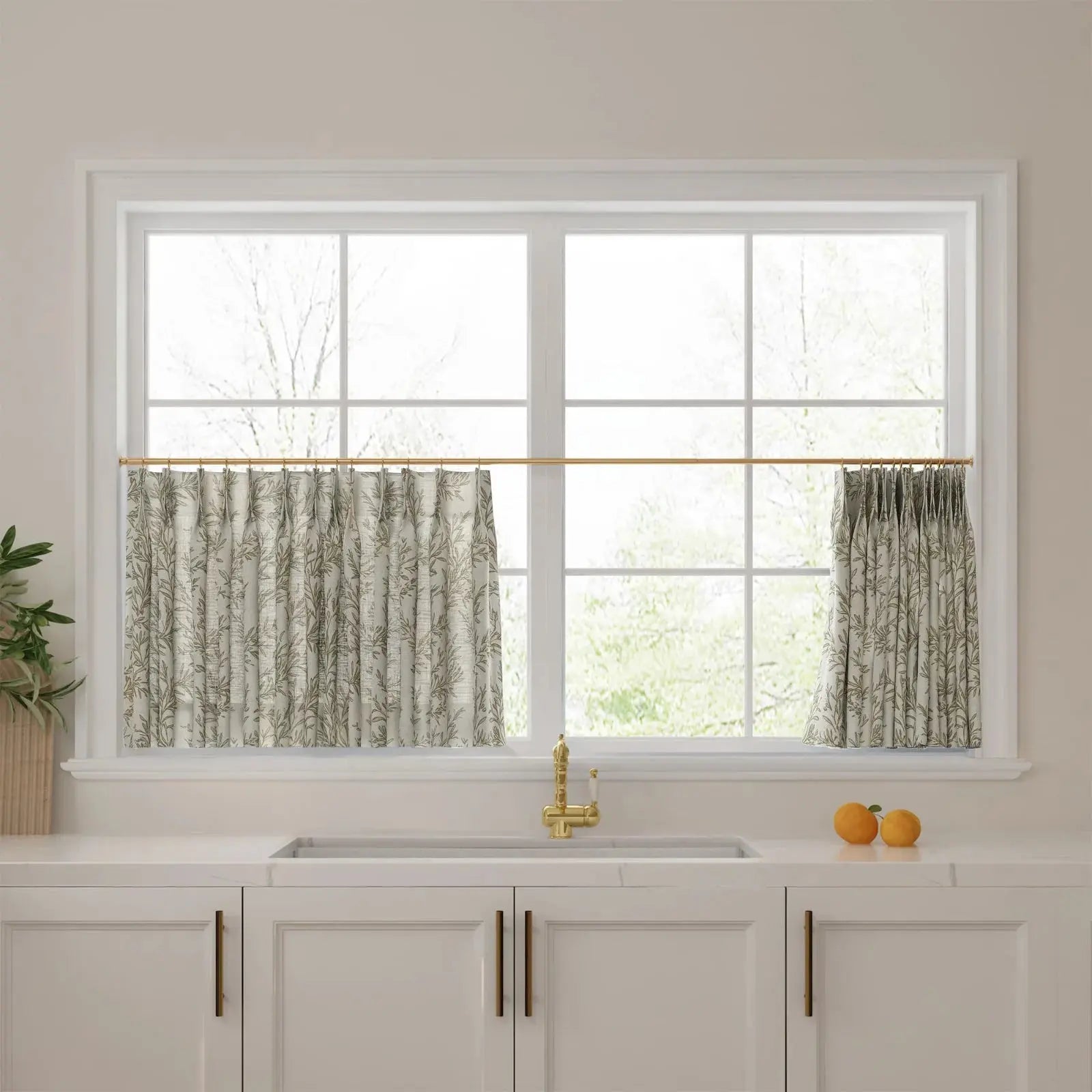 Sara Le Print Linen Pleated Cafe Curtains?-TWOPAGES
