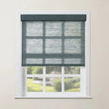 Rae Natural Jute Woven Wood Roller Blinds Cordless-?Striped Dark Green H025-TWOPAGES