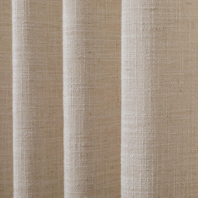 Tapioca Liz Linen Pleated Curtains semi-sheer linen weave shown in vertical folds