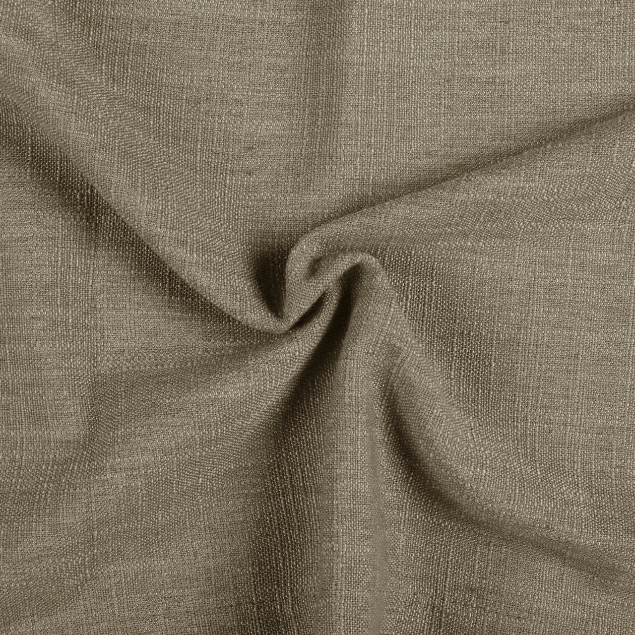 Taupe Grey Liz Linen Pleated Curtains soft linen weave gathered into a spiral close-up