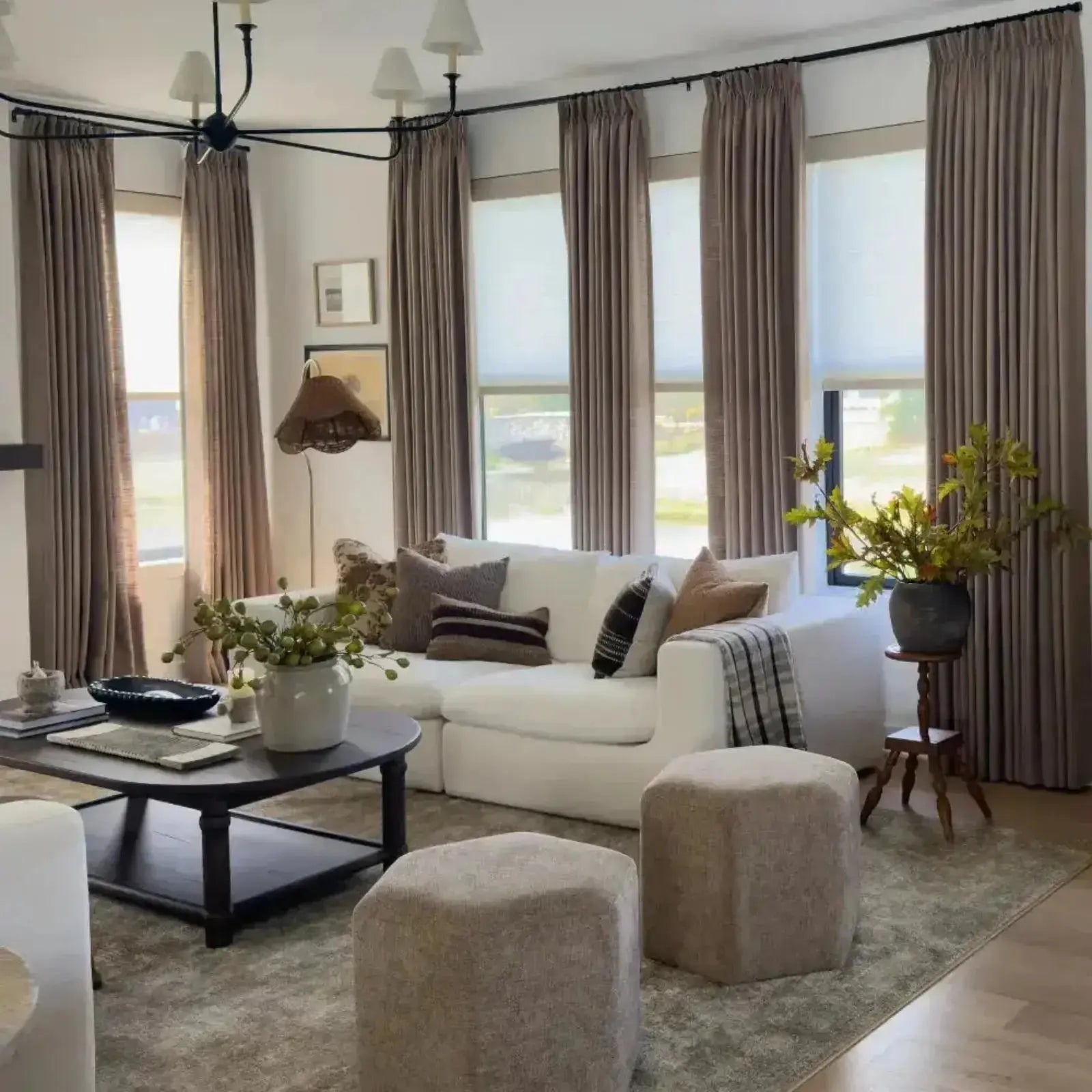 Liz Linen Blackout Curtains Pleated Drapery- -TWOPAGES