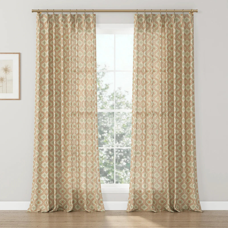 Sabrina Ramkhelawan Canyon Grove Cotton Print Drapery Pleated-?-TWOPAGES CURTAINS