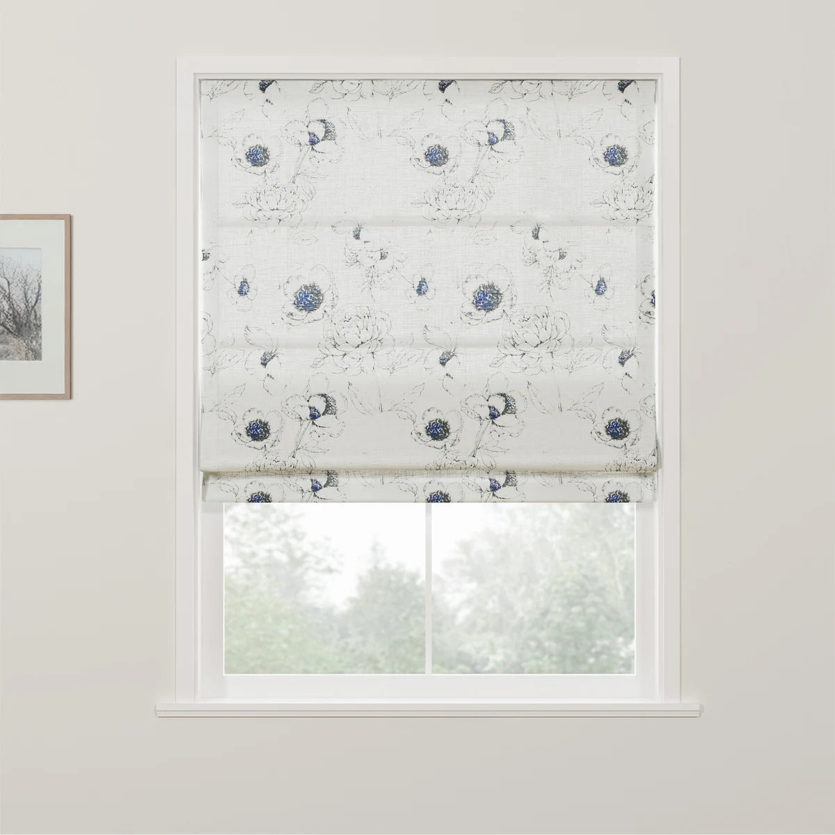 Holly Botanical Boho No-Drill Flat Fold Roman Blind Cordless